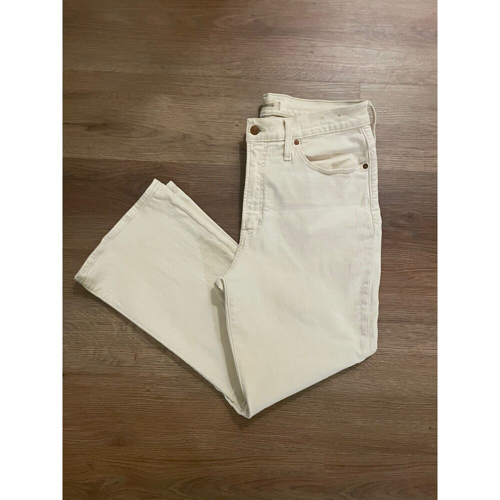 Madewell Womenโs Perfect vintage Flare Crop Jeans Size 31 Off White/Ecru